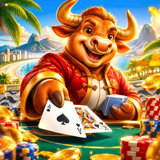 Boi dourado do slot Fortune Ox com símbolos de sorte