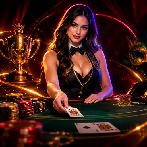 Mesa de blackjack ao vivo com crupiê real distribuindo cartas