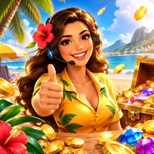 Atendente brasileira do suporte do 93P.COM com headset respondendo jogadores no chat ao vivo